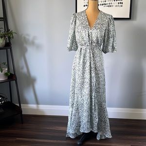 CLUB MONACO ditsy floral fully lined wrap dress